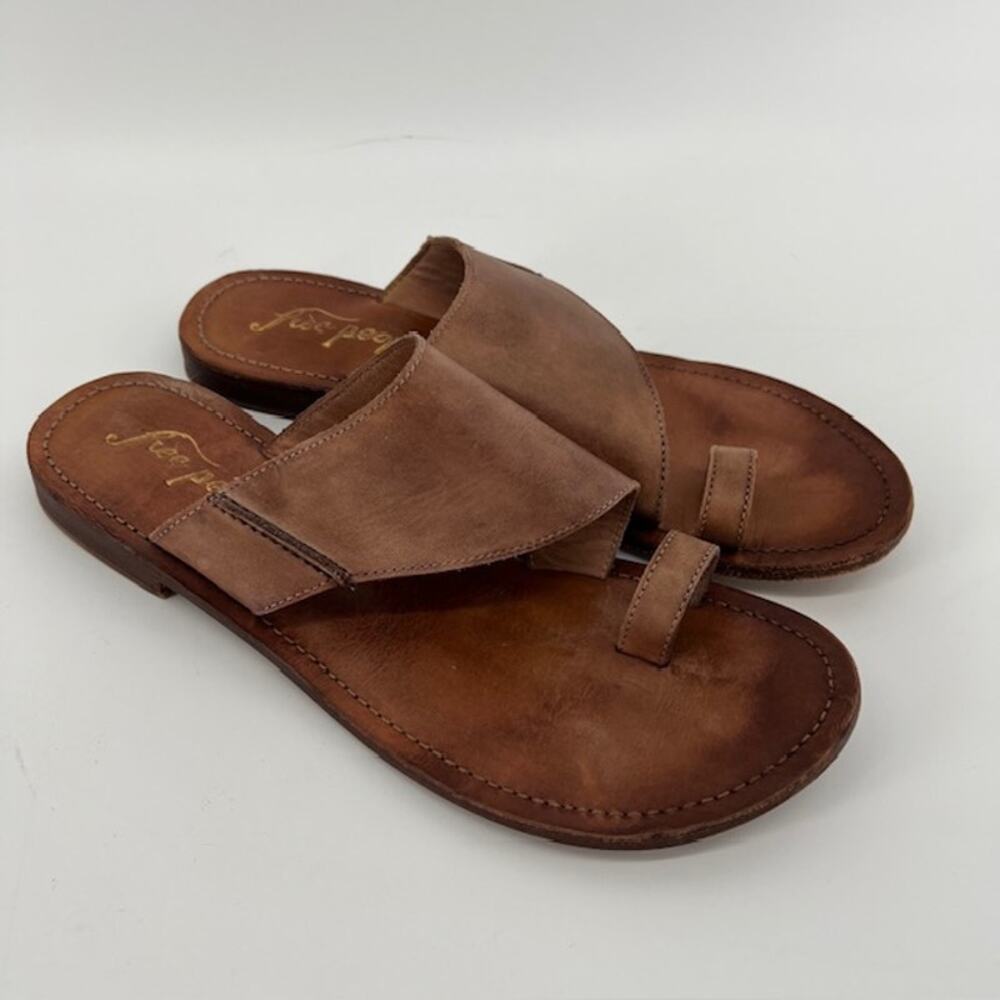 Free People Sant Antoni Slide Womens EU40/US9.5 Tan Brown Leather Boho Sandal